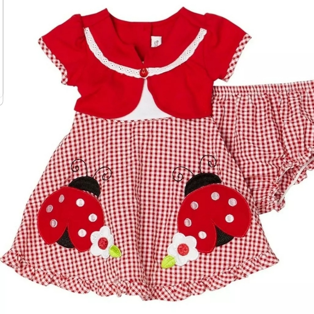 Youngland Gingham Ladybug Dress 6-9 Months